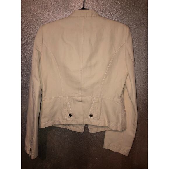 See by Chloe Cream Military Style Jacket Linen Cotton Blend Long Sleeve Jacket 8 - Picture 8 of 12